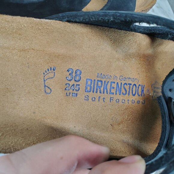 Birkenstock Shoes Womens EU 38 US 7-7.5 Black Leather Florida Sandals - Picture 2 of 10